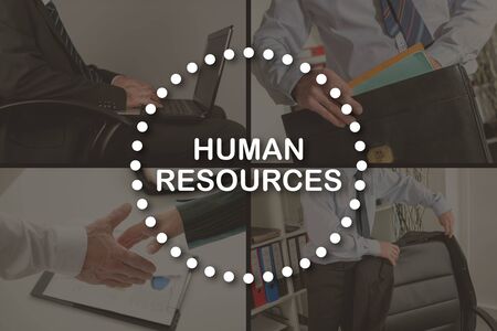 Human resources concept illustrated by pictures on backgroundの写真素材