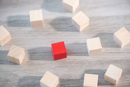 Concept of individuality with wooden cubesの写真素材