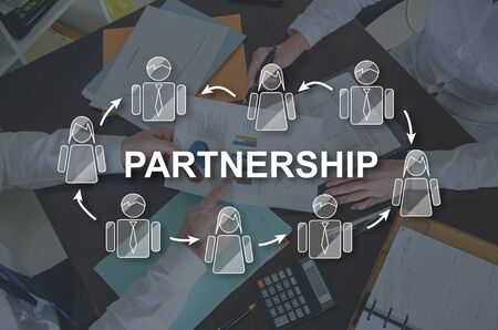 Partnership concept illustrated by a picture on backgroundの写真素材