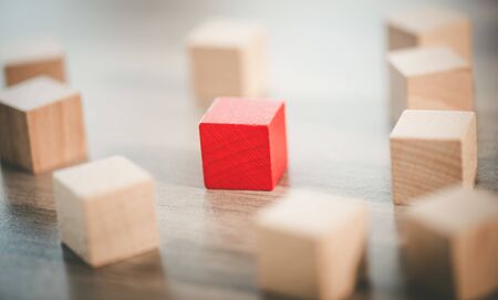 Concept of individuality with wooden cubesの写真素材
