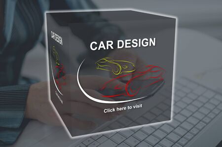 Car design concept illustrated by a picture on backgroundの写真素材