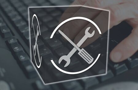 Website maintenance concept illustrated by a picture on background