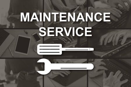 Maintenance service concept illustrated by pictures on backgroundの写真素材