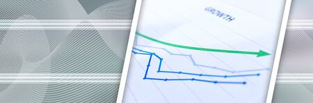 Financial graphs showing growth closeup; panoramic banner