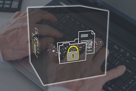 Data security concept illustrated by a picture on background