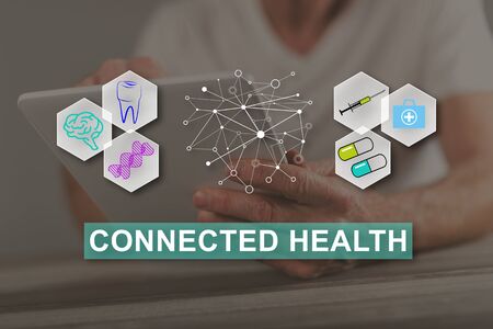 Connected health concept illustrated by a picture on backgroundの写真素材