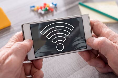 Wifi concept on mobile phoneの写真素材