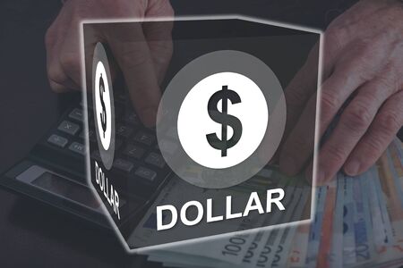Dollar concept illustrated by a picture on backgroundの写真素材