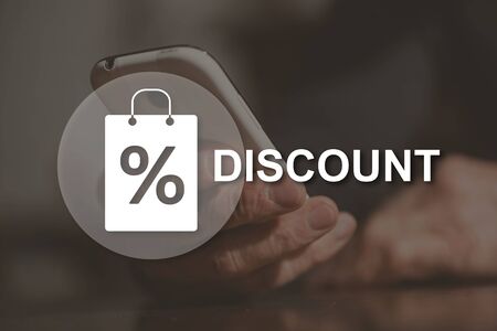 Discount concept illustrated by a picture on background
