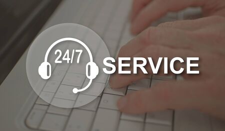 Service concept illustrated by a picture on background