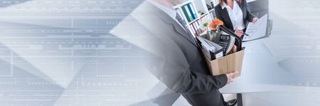 Concept of employee dismissal; panoramic bannerの写真素材