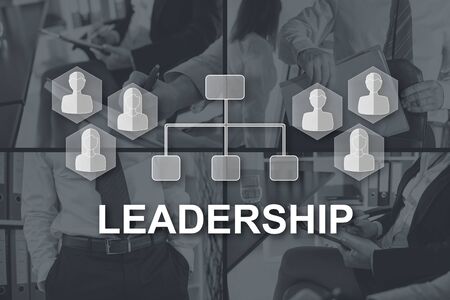 Leadership concept illustrated by pictures on backgroundの写真素材