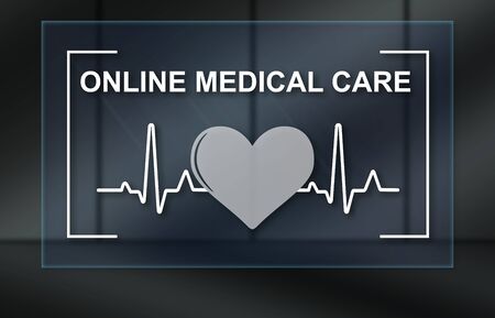 Online medical care concept on dark backgroundの写真素材
