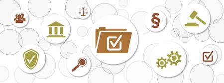 Concept of compliance with icons on circles