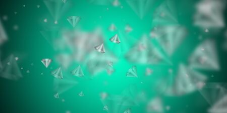 Flying diamonds over light green background