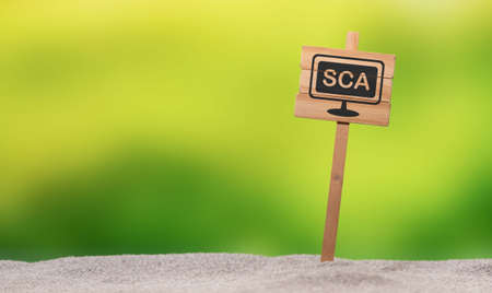 Concept of SCA on a wooden signの写真素材