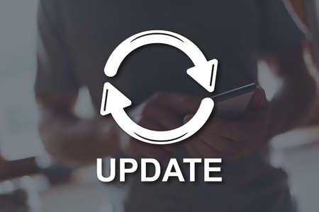 Update concept illustrated by a picture on background