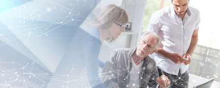 Business people working together in office; panoramic banner