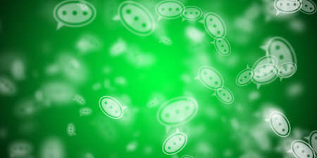 Flying speech bubbles over flashy green background