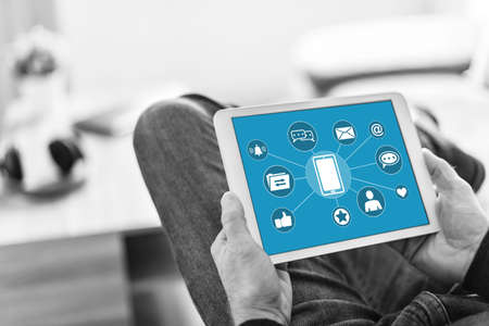Tablet screen displaying a mobile apps concept