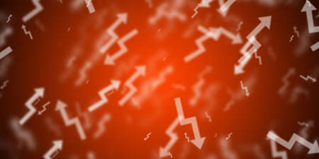 Flying arrows over coral orange background