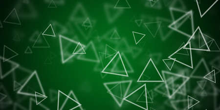 Flying triangular shapes over green backgroundの写真素材
