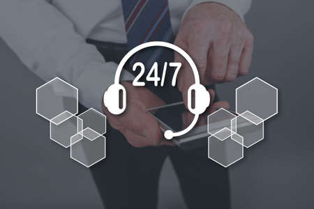 Service concept illustrated by a picture on background