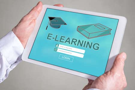 Tablet screen displaying an e-learning concept
