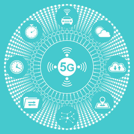Concept of 5g with connected iconsの写真素材