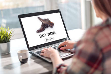Laptop screen displaying an online shopping conceptの写真素材