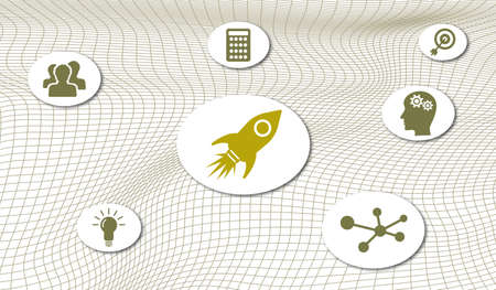 Concept of business startup with icons mesh network