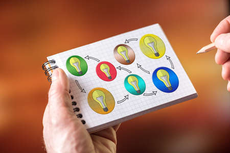 Hand drawing ideas sharing concept on a notepad