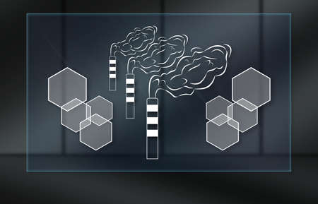 Air pollution concept on dark background