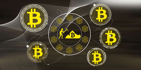 Illustration of a bitcoin mining concept