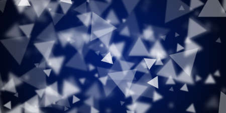 Flying triangular shapes over dark blue background