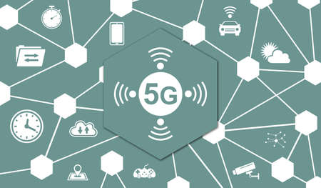 Concept of 5g with connected iconsの写真素材