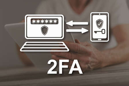 2fa concept illustrated by a picture on backgroundの写真素材