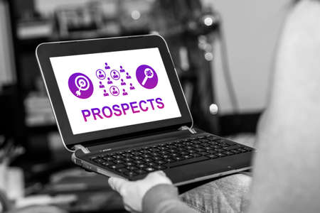 Tablet screen displaying a prospects conceptの写真素材