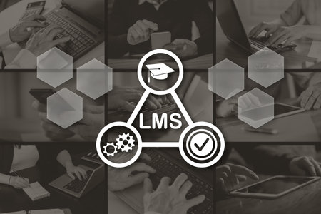 Lms concept illustrated by pictures on backgroundの写真素材