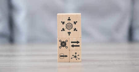 Wooden blocks with symbol of bpo concept