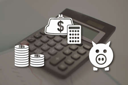 Money management concept illustrated by a picture on backgroundの写真素材