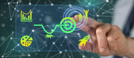 Man touching a rebound concept on a touch screen with his finger