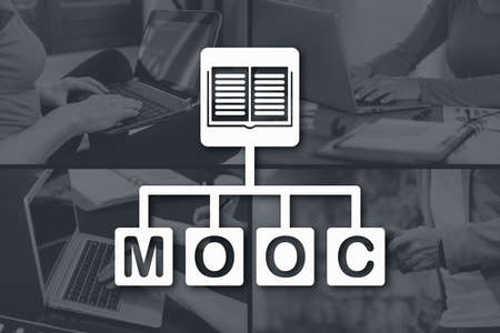 Mooc concept illustrated by pictures on backgroundの写真素材