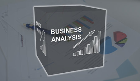 Business analysis concept illustrated by a picture on background