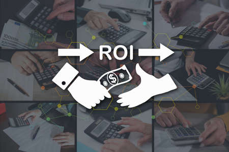 Roi concept illustrated by pictures on backgroundの写真素材