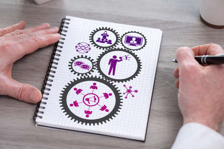 Public relations concept drawn on a notepad