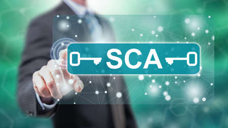 Man touching a sca concept on a touch screen with his fingers