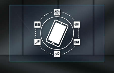 Mobile apps concept on dark background