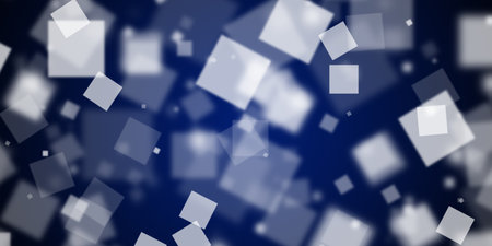 Flying square shapes over dark blue background