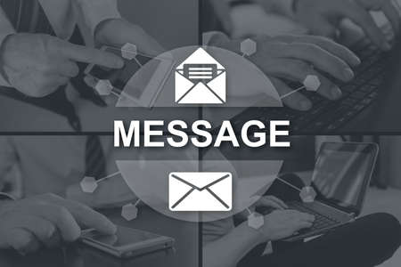 Message concept illustrated by pictures on backgroundの写真素材